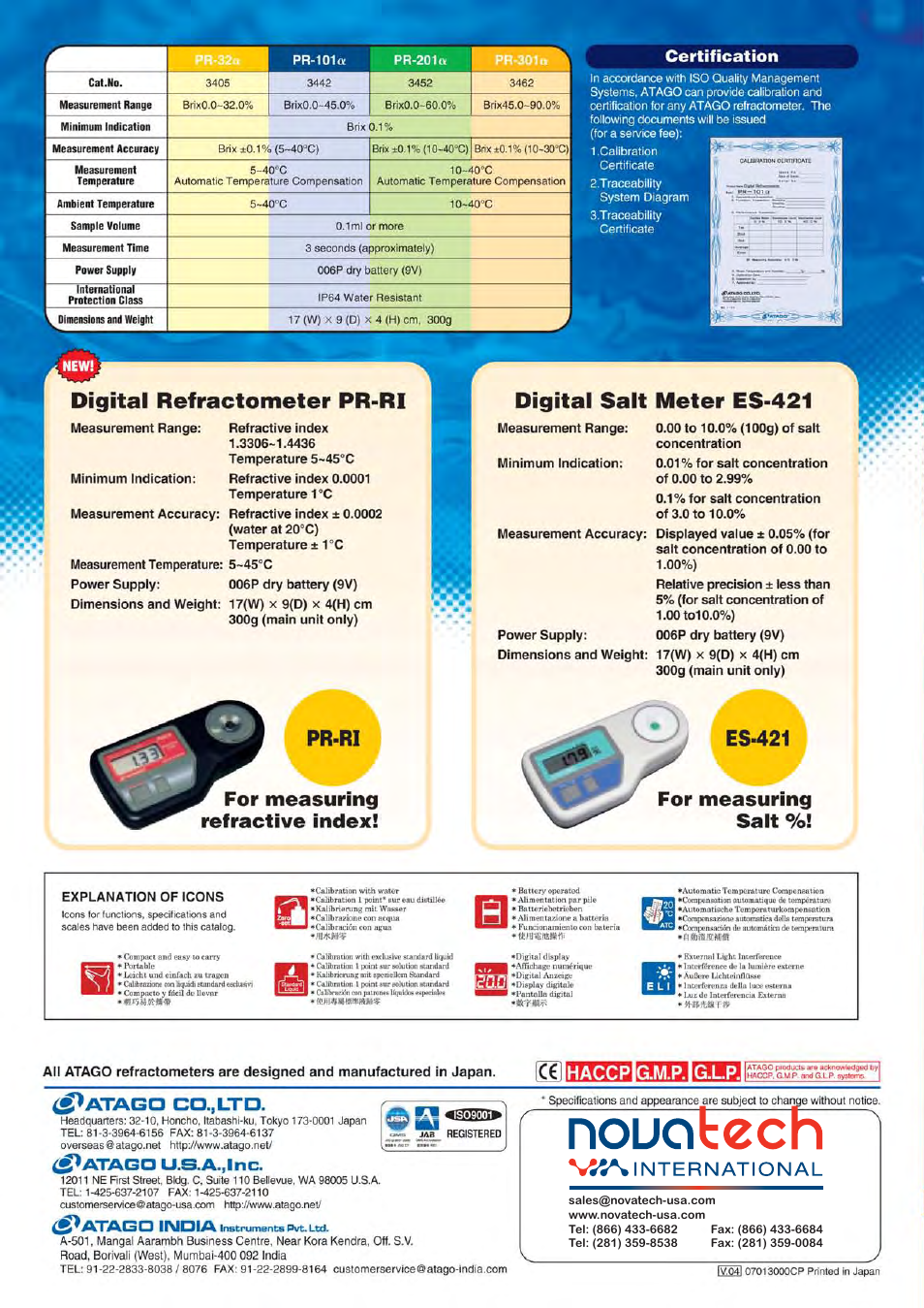 Nova-Tech Atago PR-a Palette Series Food User Manual | Page 4 / 4