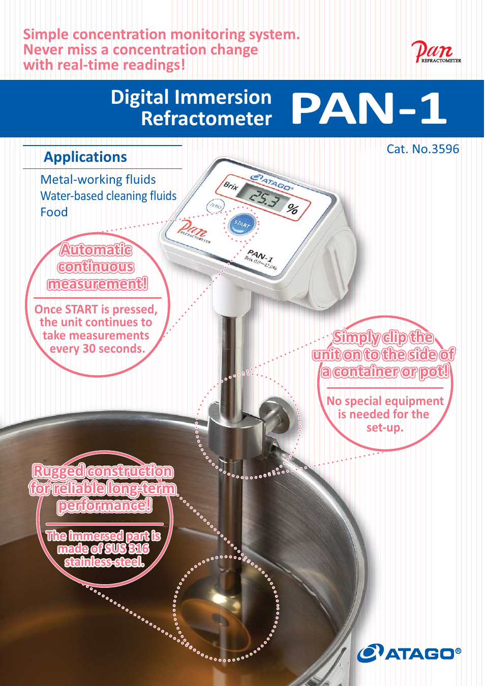 Nova-Tech Atago PAN-1 Digital Immersion Refractometer User Manual | 2 pages