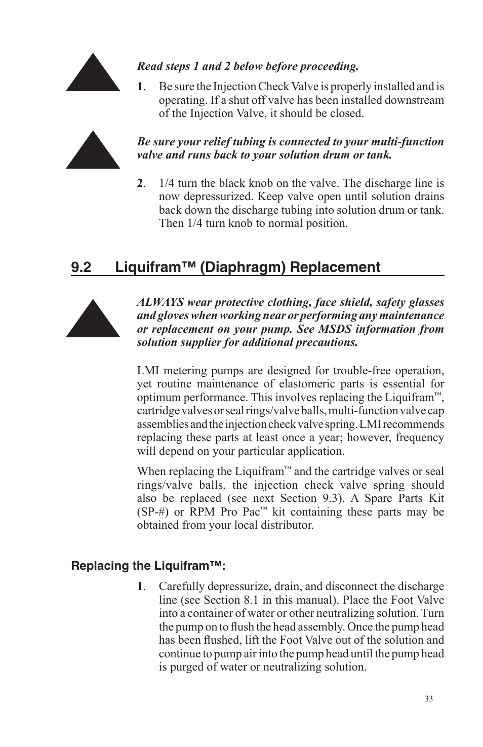 Nova-Tech LMI Series AA-B-C-E-J-P Metering Pumps User Manual | Page 33 / 44