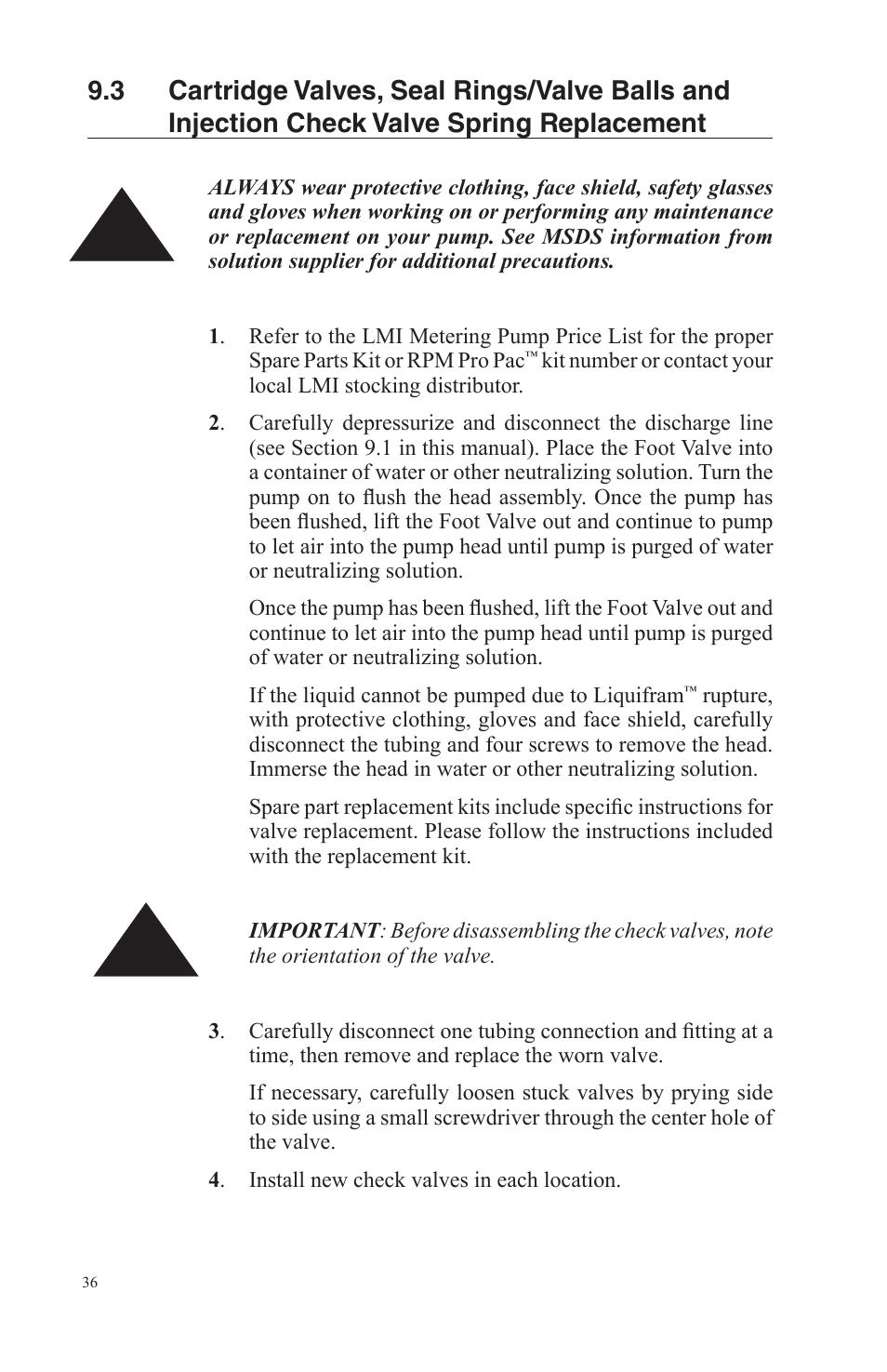 Nova-Tech LMI Series AA-B-C-E-J-P Metering Pumps User Manual | Page 36 / 44