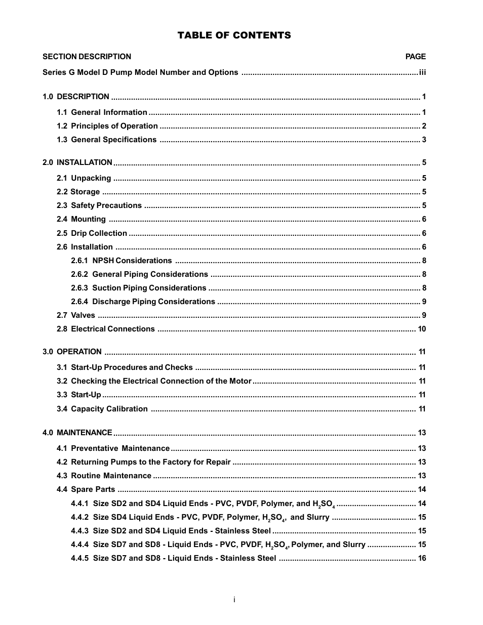 Nova-Tech LMI Series G - SD Metering Pump User Manual | Page 3 / 48