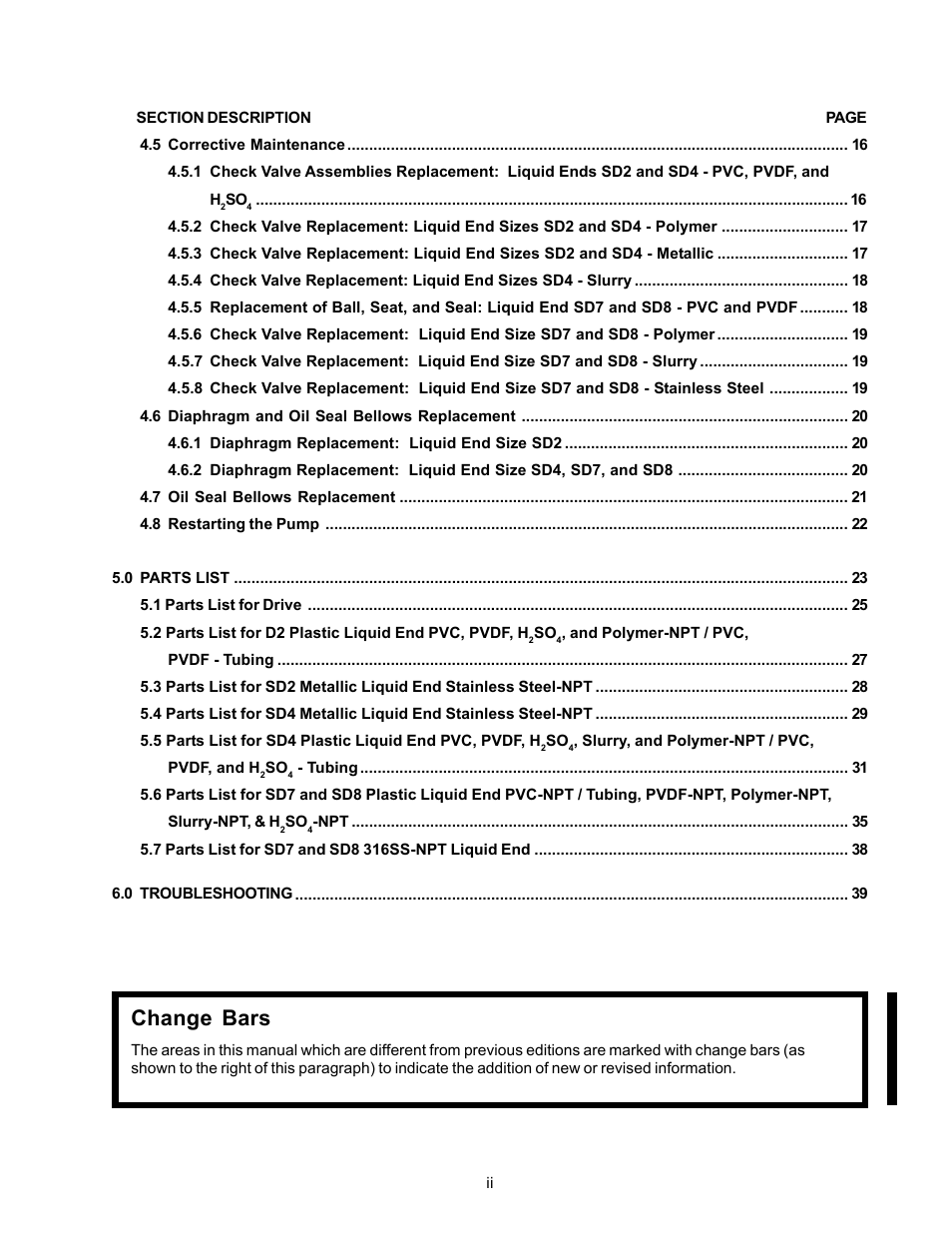 Change bars | Nova-Tech LMI Series G - SD Metering Pump User Manual | Page 4 / 48