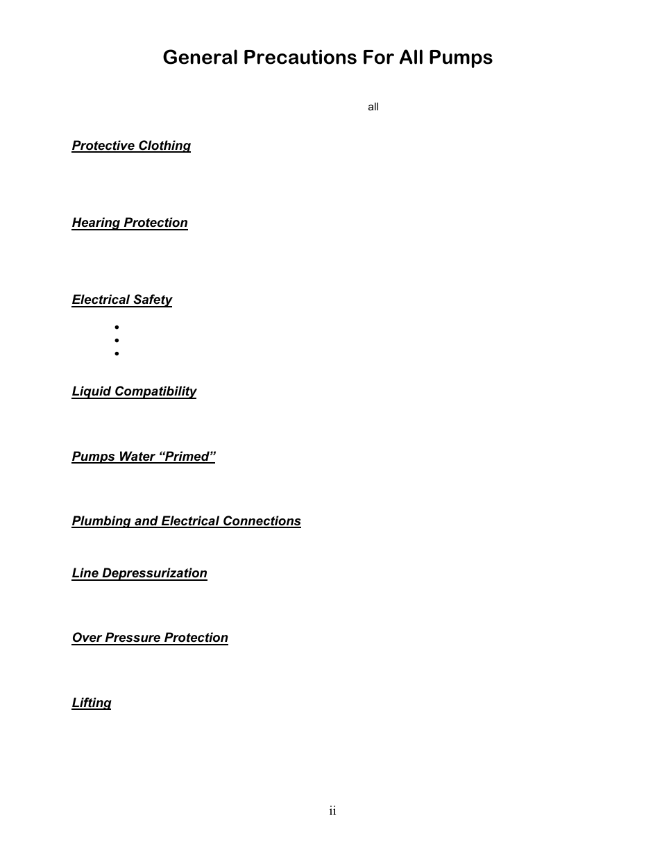 General precautions for all pumps | Nova-Tech LMI Series G - SG Metering Pump User Manual | Page 3 / 55