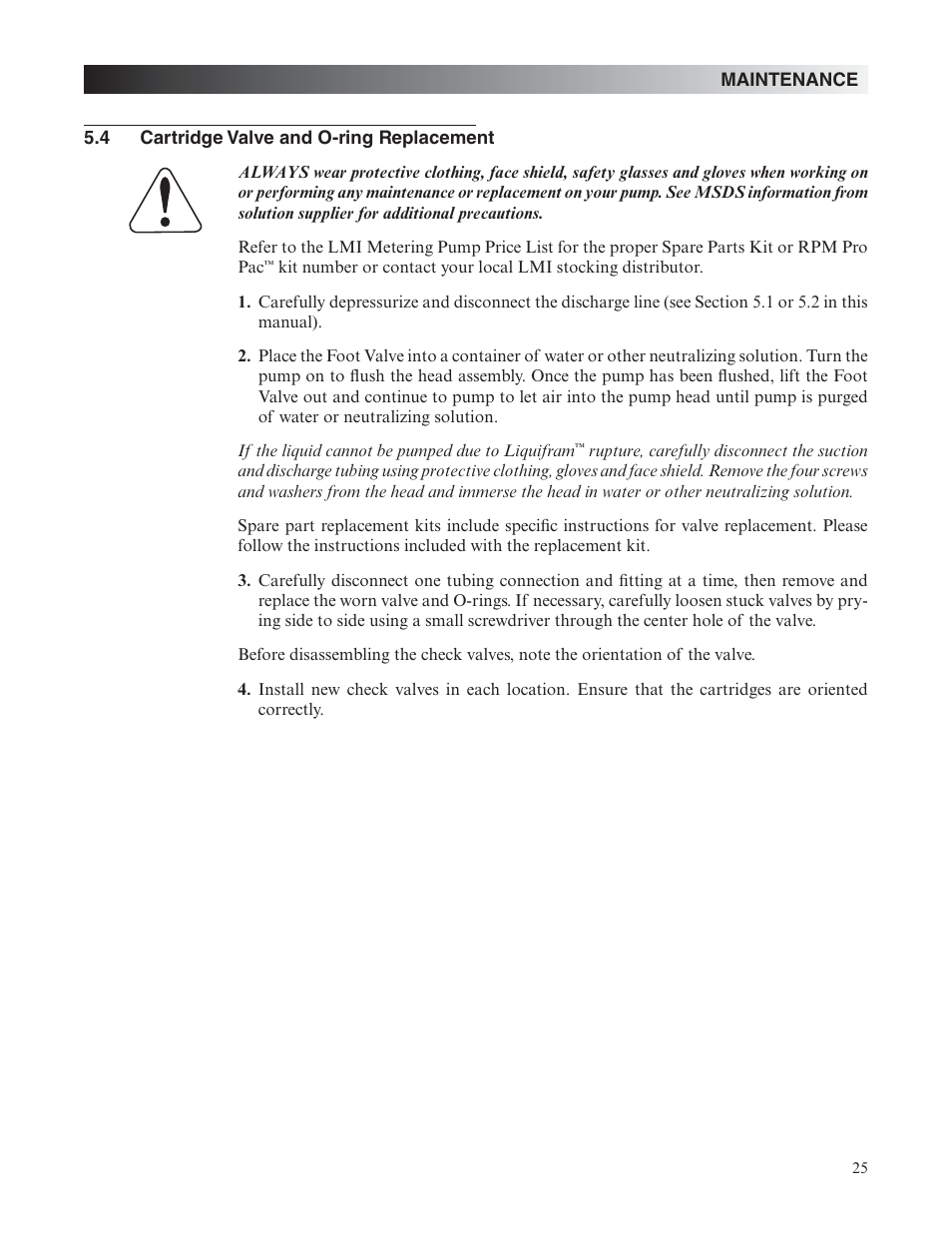 Nova-Tech LMI Roytronic Excel Series AD Metering Pump User Manual | Page 25 / 44