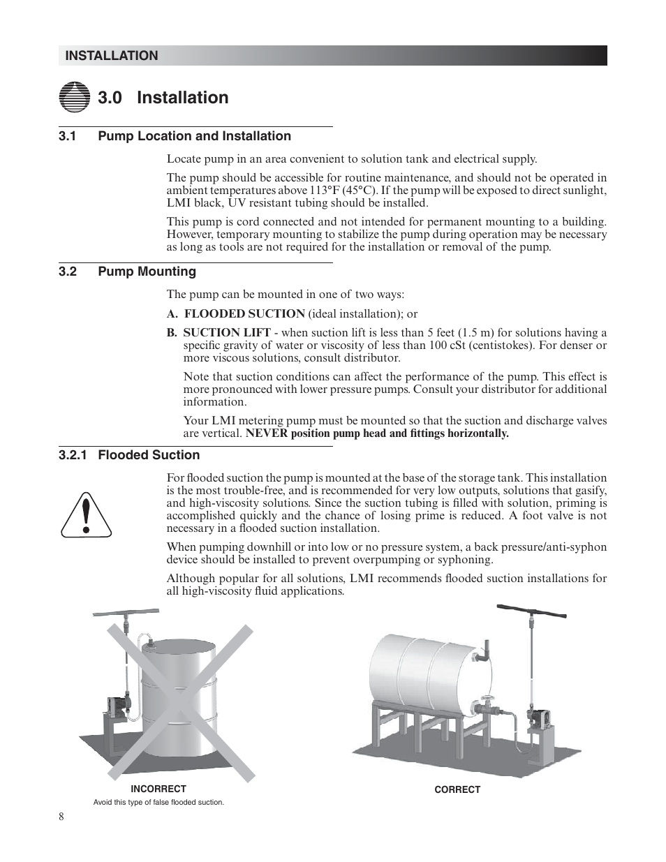 0 installation | Nova-Tech LMI Roytronic Excel Series AD Metering Pump User Manual | Page 8 / 44
