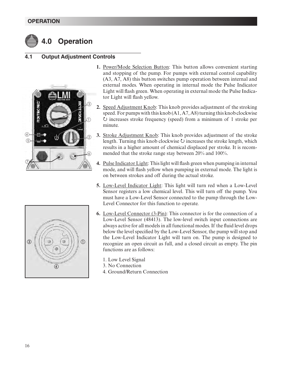 0 operation | Nova-Tech LMI Roytronic Series A Metering Pump User Manual | Page 16 / 40