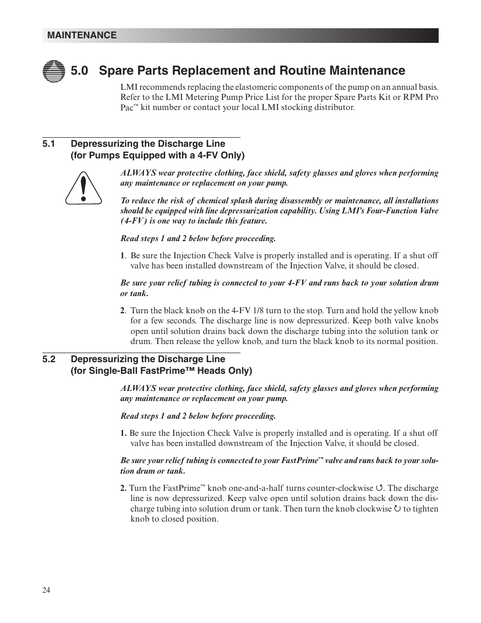 0 spare parts replacement and routine maintenance | Nova-Tech LMI Roytronic Series A Metering Pump User Manual | Page 24 / 40