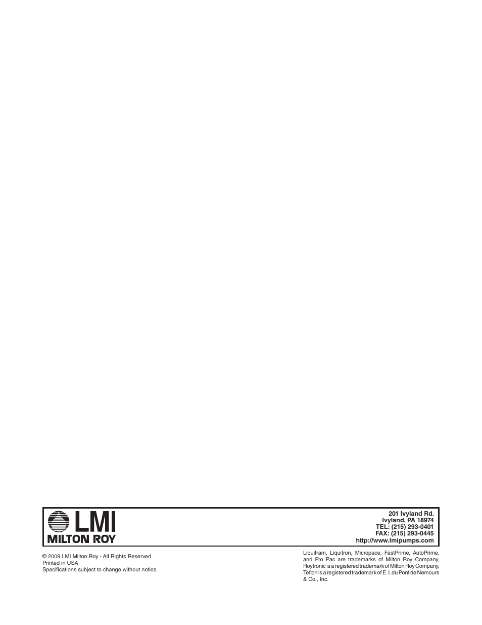 Nova-Tech LMI Roytronic Series A Metering Pump User Manual | Page 40 / 40