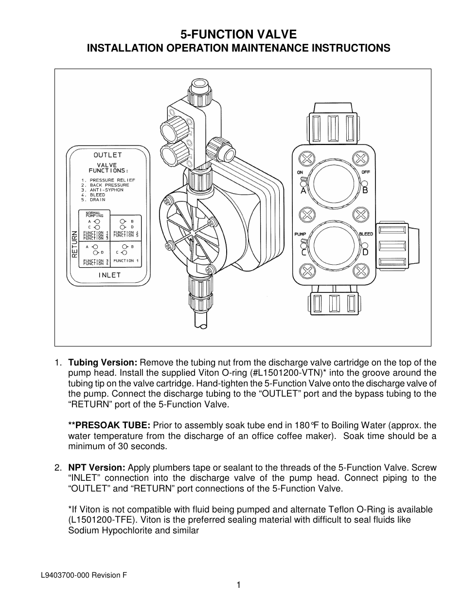 Nova-Tech Pulsafeeder 5-Function Valve User Manual | 4 pages
