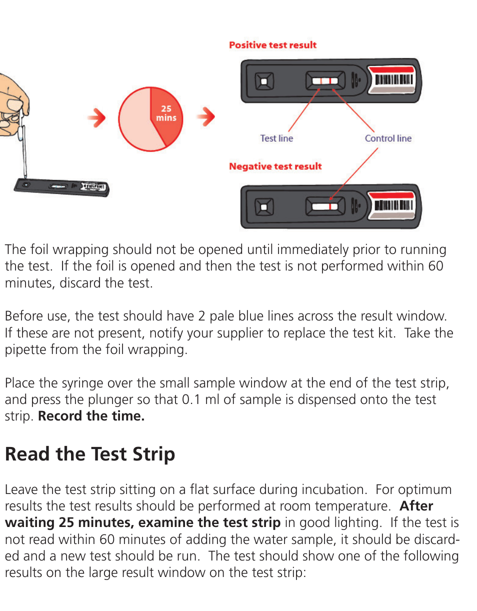 Interpreting the results, Specificity, Take the sample | Limit of detection, Add sample to the test strip, Read the test strip | Nova-Tech Orbeco-Hellige Legionella Field Test Kit User Manual | Page 5 / 8