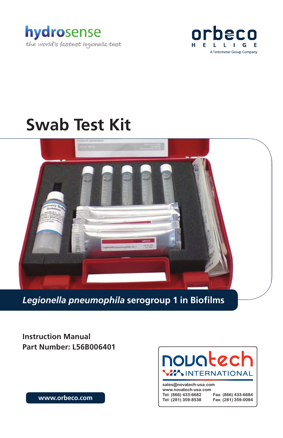 Nova-Tech Orbeco-Hellige Legionella Swab Test Kit User Manual | 4 pages