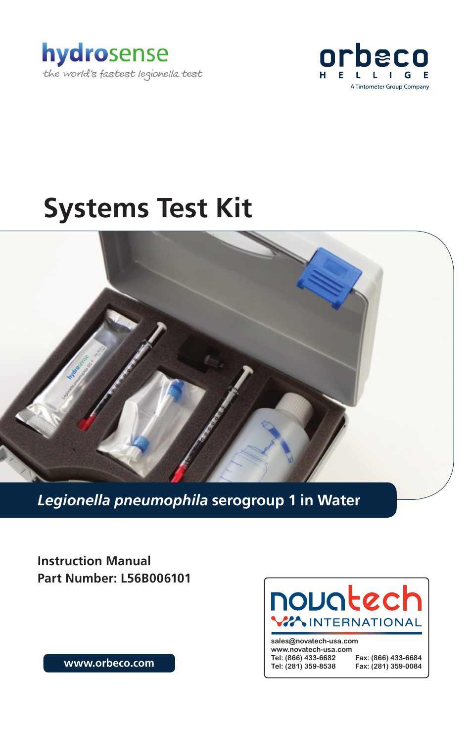 Nova-Tech Orbeco-Hellige Legionella Systems Test Kit User Manual | 4 pages