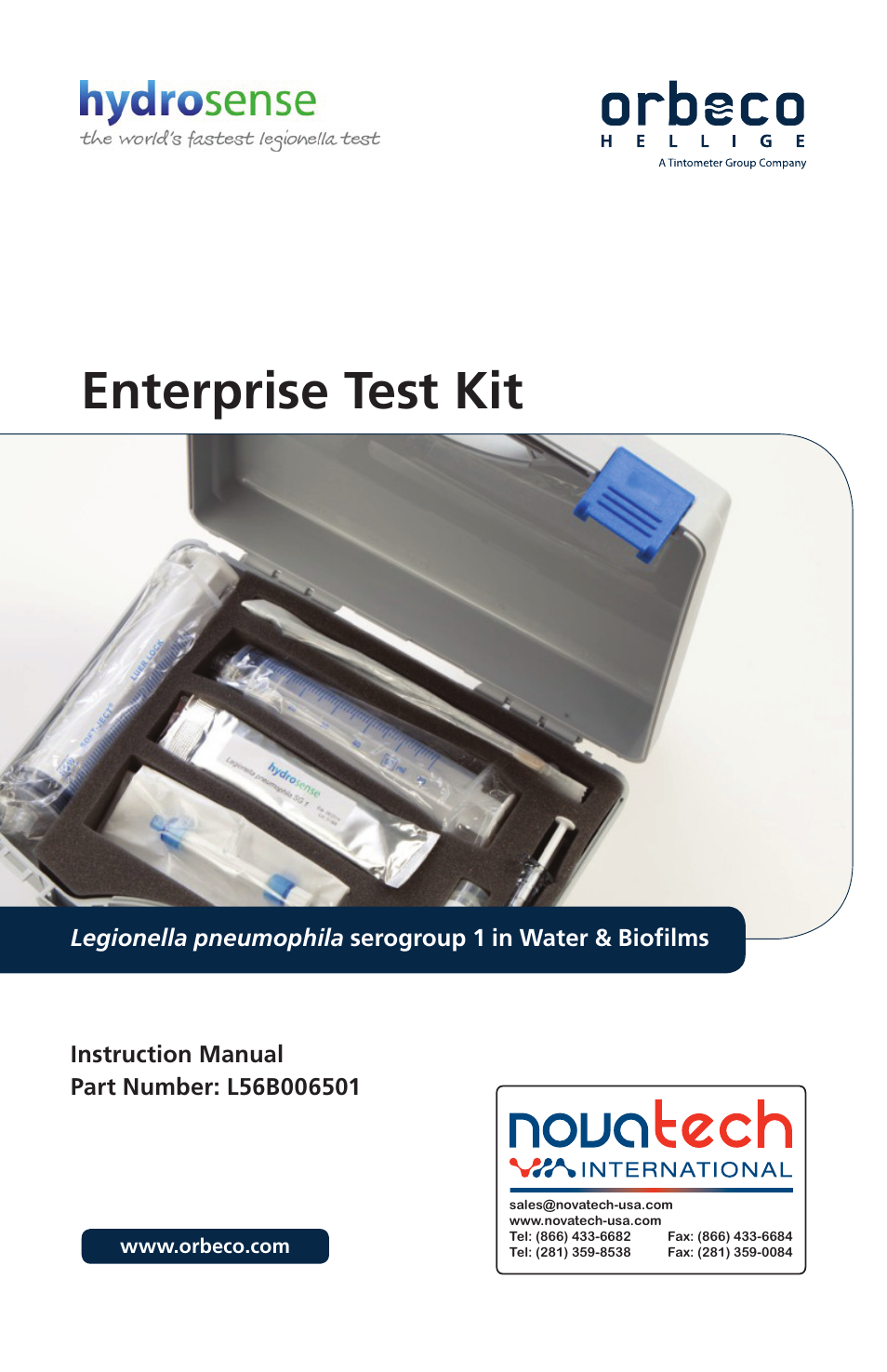 Nova-Tech Orbeco-Hellige Legionella Enterprise Test Kit User Manual | 8 pages