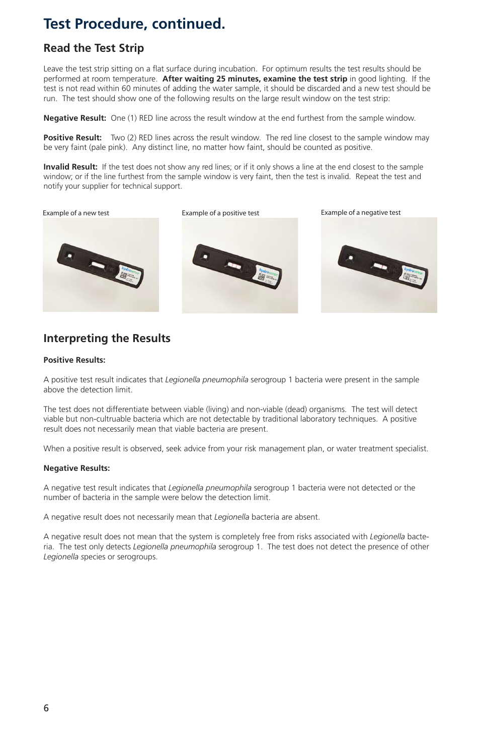 Test procedure, continued, Read the test strip, Interpreting the results | Nova-Tech Orbeco-Hellige Legionella Enterprise Test Kit User Manual | Page 6 / 8