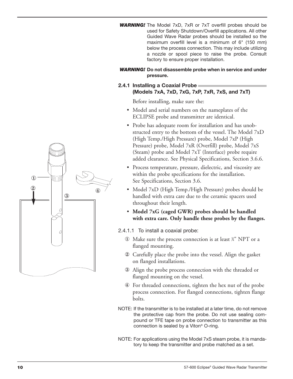 1 to install a coaxial probe, Yx { z | Orion Instruments Eclipse 705 User Manual | Page 10 / 68