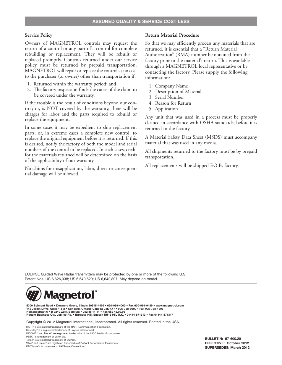 Assured quality & service cost less | Orion Instruments Eclipse 705 User Manual | Page 68 / 68