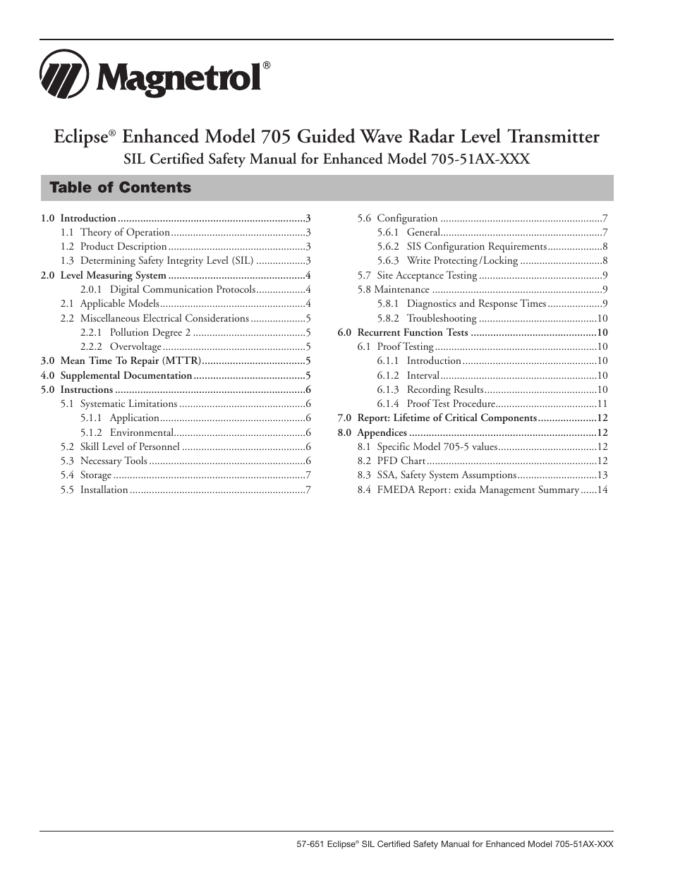 Orion Instruments Eclipse 705-51AX-XXX SIL Certified Safety Manual User Manual | Page 2 / 16