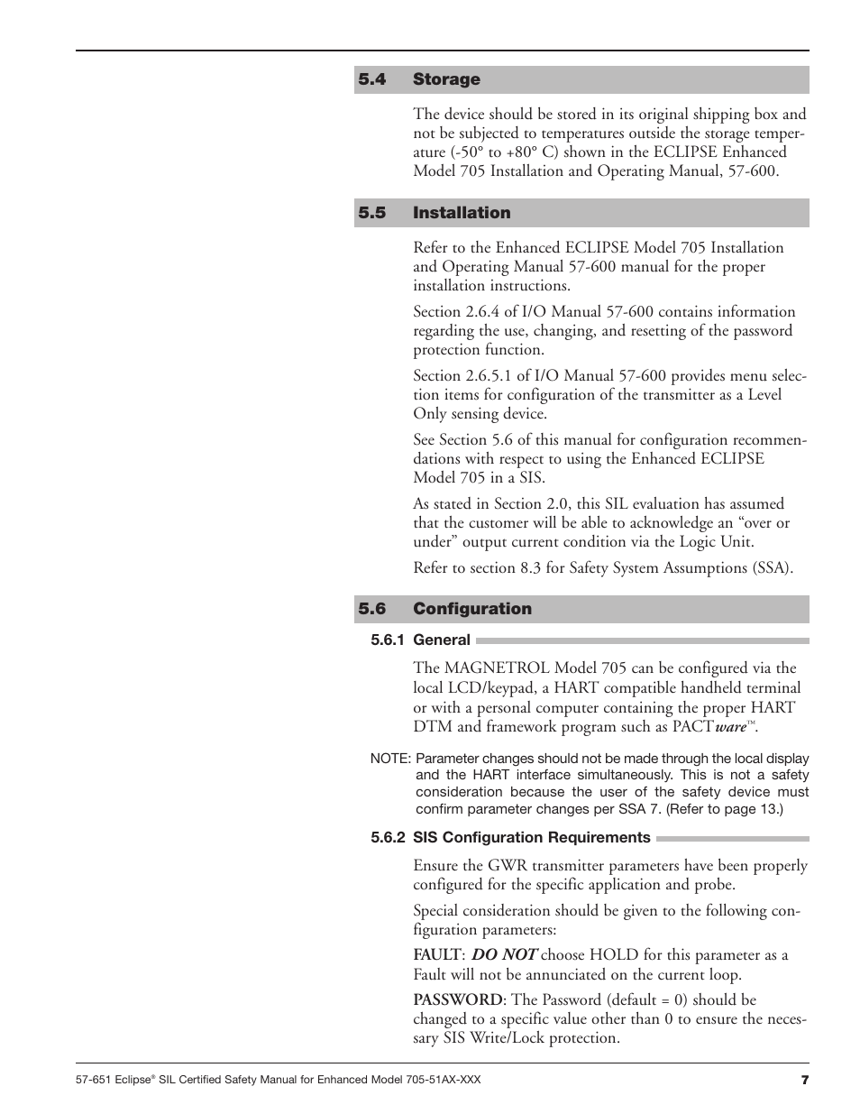 Orion Instruments Eclipse 705-51AX-XXX SIL Certified Safety Manual User Manual | Page 7 / 16