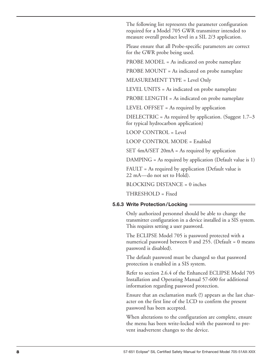 Orion Instruments Eclipse 705-51AX-XXX SIL Certified Safety Manual User Manual | Page 8 / 16