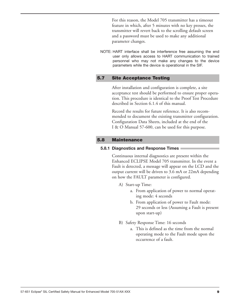 Orion Instruments Eclipse 705-51AX-XXX SIL Certified Safety Manual User Manual | Page 9 / 16