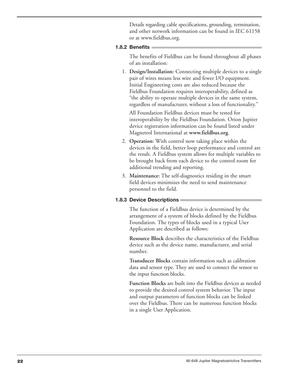 2 benefits, 3 device descriptions | Orion Instruments Jupiter 2xx User Manual | Page 22 / 40