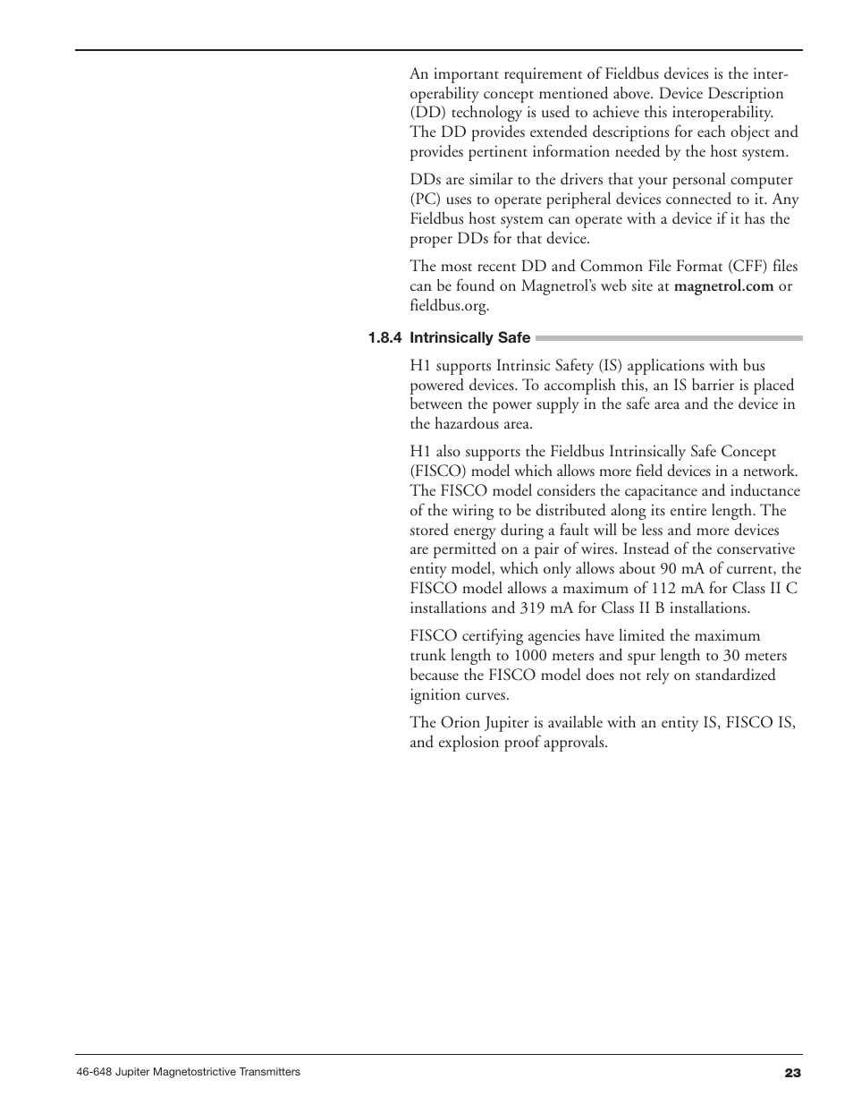 4 intrinsically safe | Orion Instruments Jupiter 2xx User Manual | Page 23 / 40