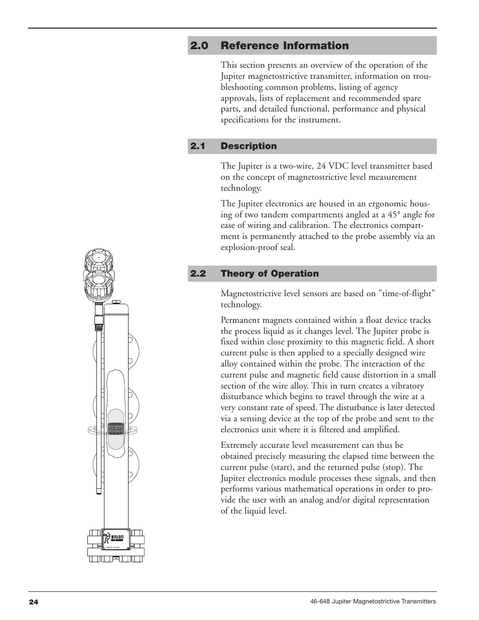 0 reference information, 1 description, 2 theory of operation | Orion Instruments Jupiter 2xx User Manual | Page 24 / 40