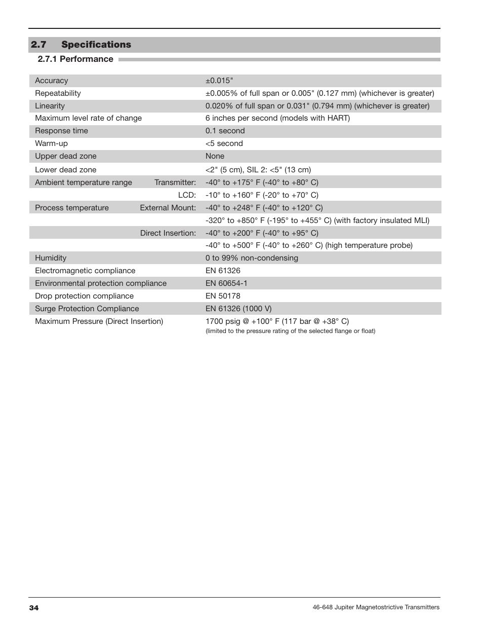 7 specifications, 1 performance | Orion Instruments Jupiter 2xx User Manual | Page 34 / 40