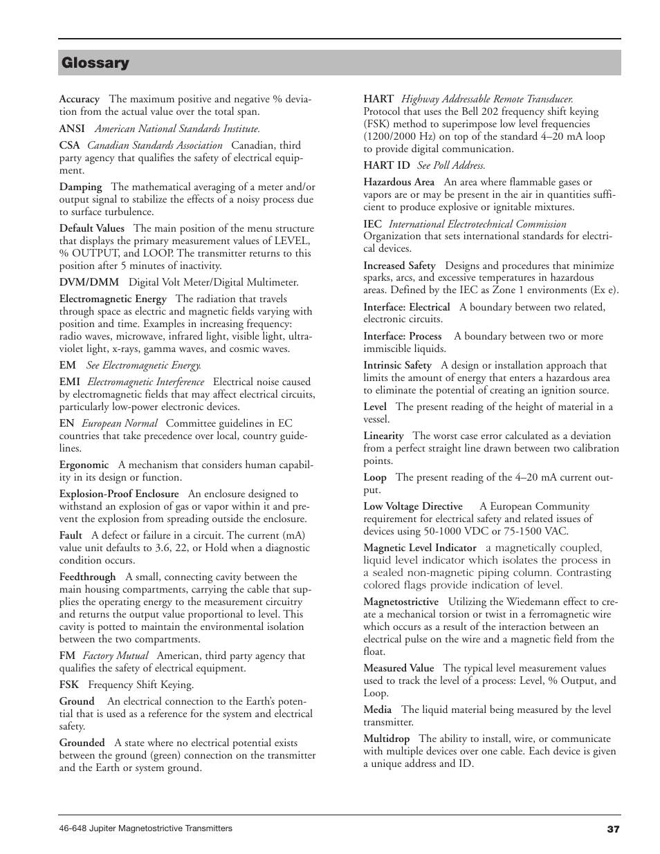 Glossary | Orion Instruments Jupiter 2xx User Manual | Page 37 / 40