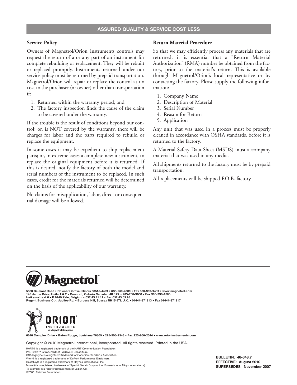 Orion Instruments Jupiter 2xx User Manual | Page 40 / 40