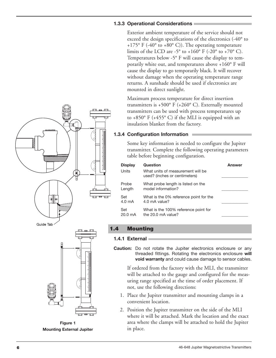 3 operational considerations, 4 configuration information, 4 mounting | 1 external | Orion Instruments Jupiter 2xx User Manual | Page 6 / 40