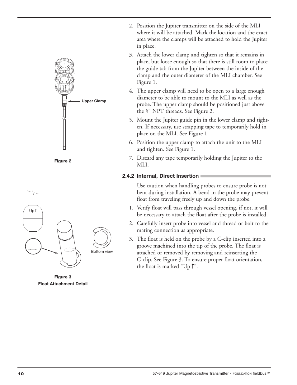 2 internal, direct insertion | Orion Instruments Jupiter 2xx FOUNDATION Fieldbus User Manual | Page 10 / 32