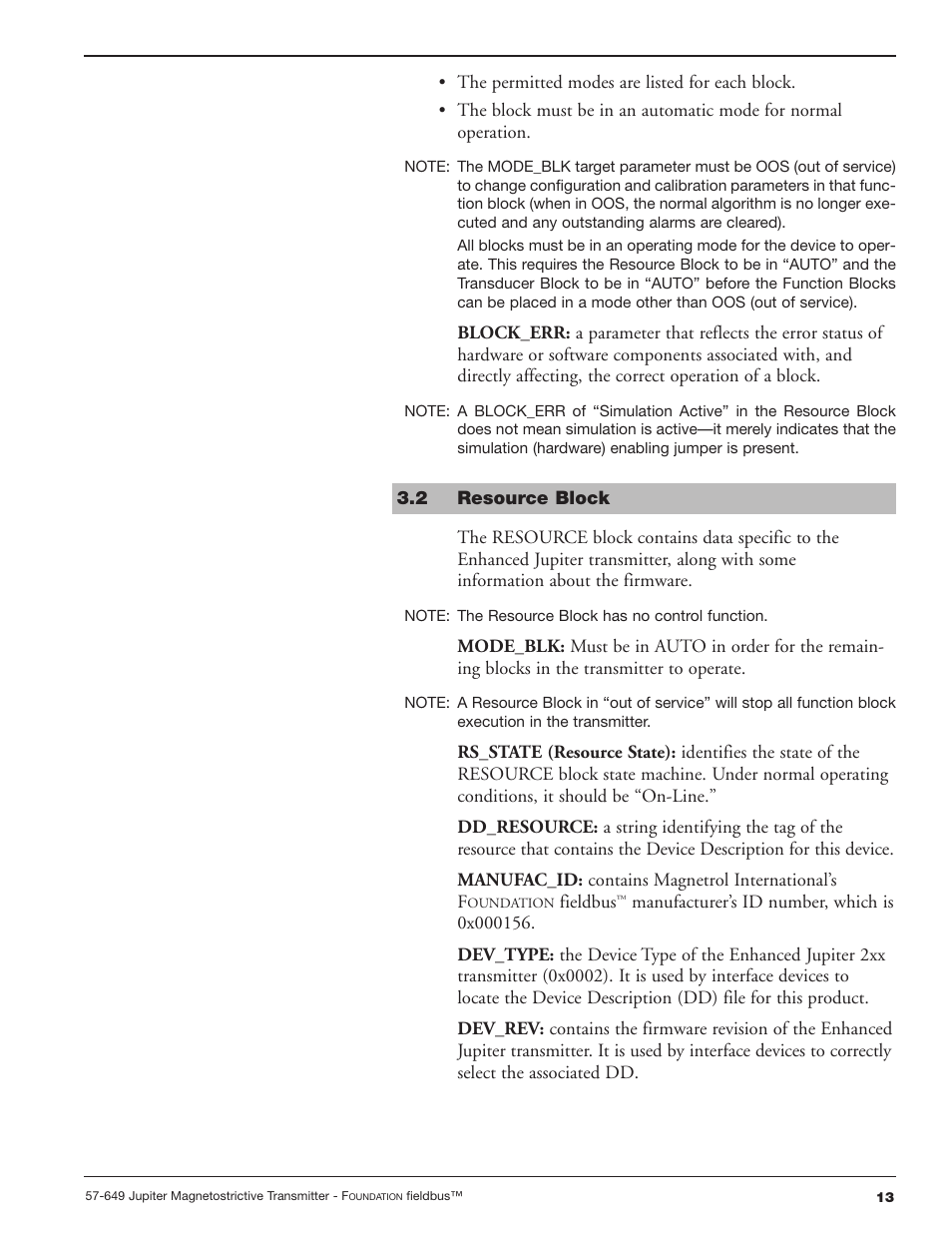 2 resource block | Orion Instruments Jupiter 2xx FOUNDATION Fieldbus User Manual | Page 13 / 32