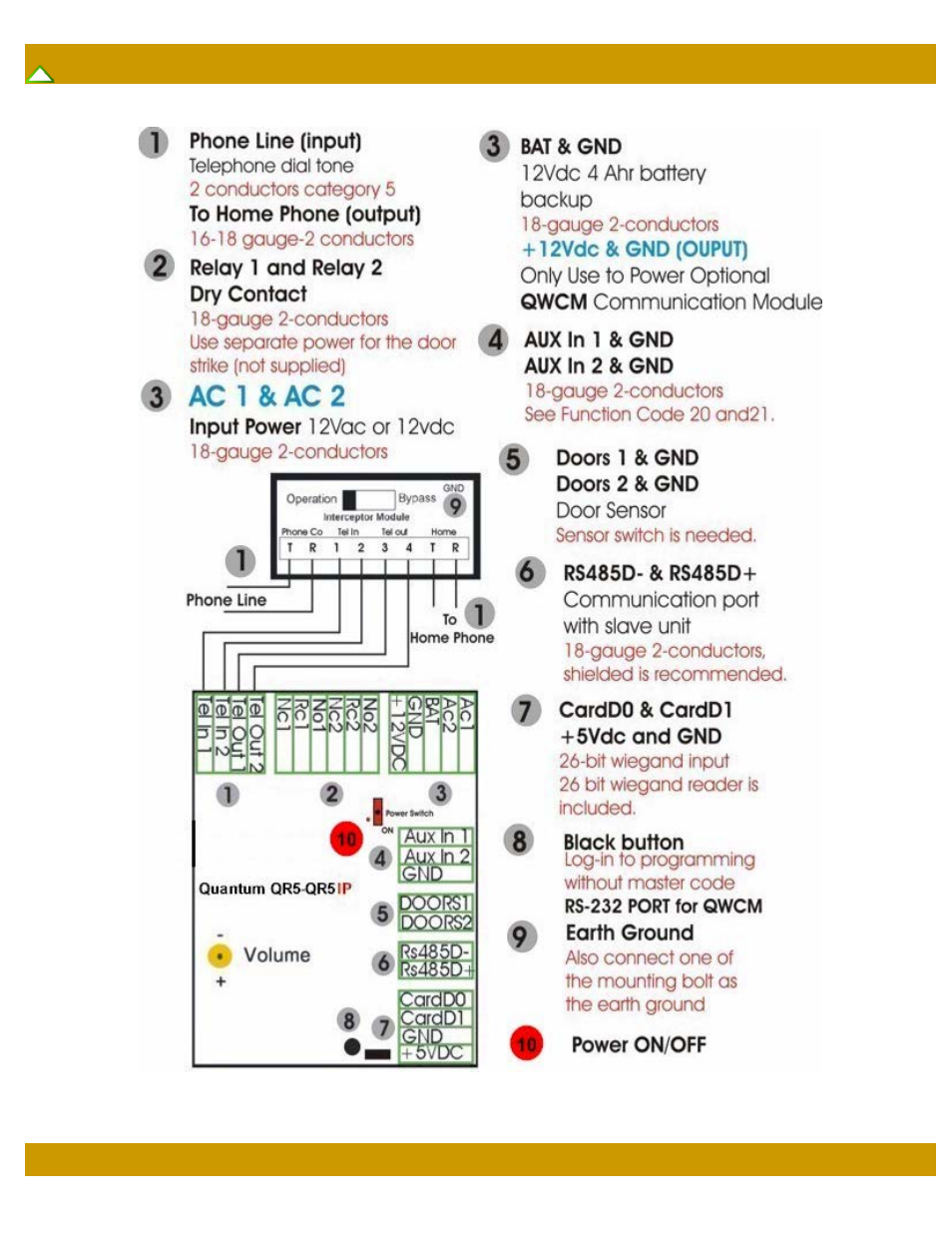 General wiring diagram, Power wiring diagram | Pach and Company Quantum QR Series QR5-QR5FF-QR5IP-QR5IPFF Manual User Manual | Page 6 / 42