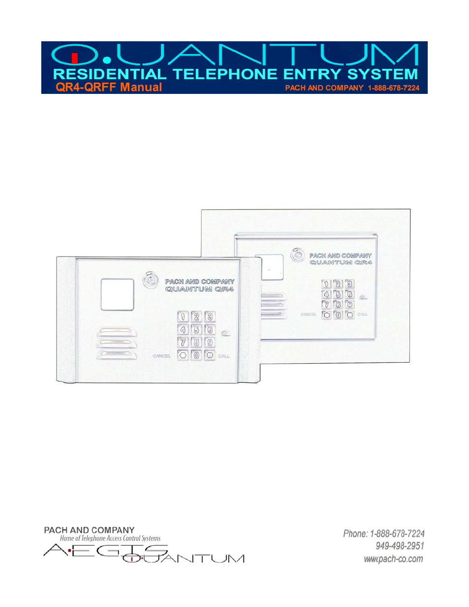 Pach and Company Quantum QR Series QR4-QR4FF Manual User Manual | 36 pages