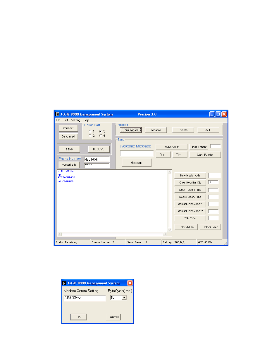 Chapter 4, Setting the modem | Pach and Company AeGIS 8000P Series Software manual User Manual | Page 14 / 35