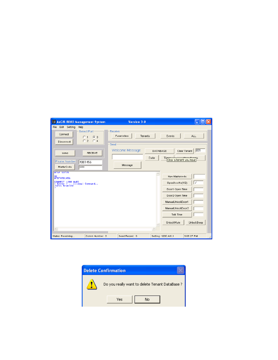 Chapter 9, Deleting a tenant(s) via software | Pach and Company AeGIS 8000P Series Software manual User Manual | Page 32 / 35