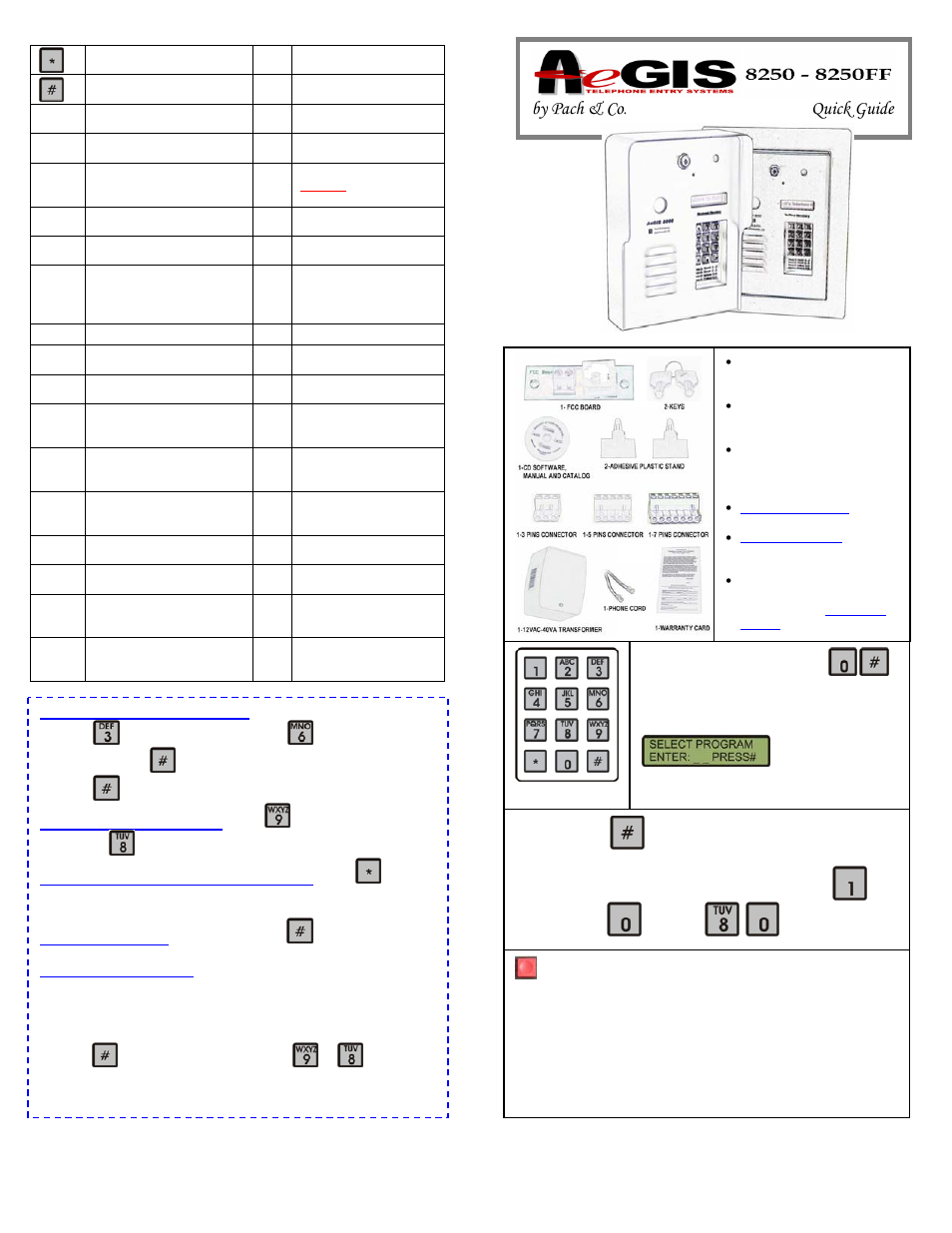 Pach and Company AeGIS 8000 Series Quick Guide User Manual | 2 pages