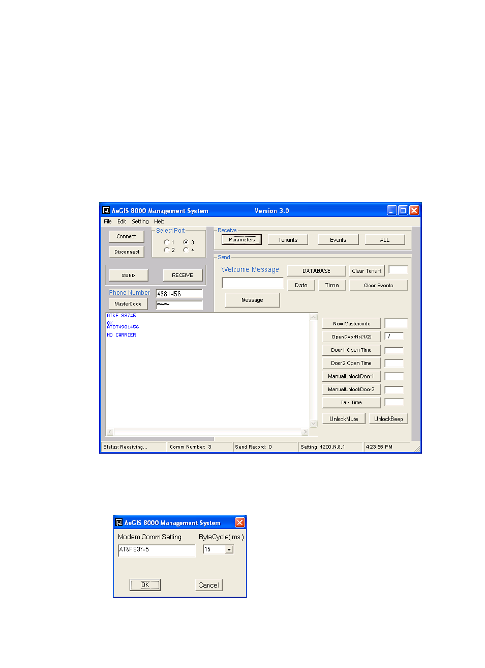 Chapter 4, Setting the modem | Pach and Company AeGIS 8000 Series Software manual User Manual | Page 14 / 35