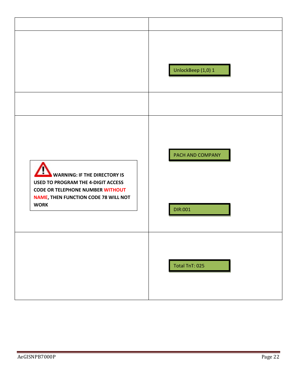Pach and Company AeGIS NPB7000 Series Manual User Manual | Page 22 / 28