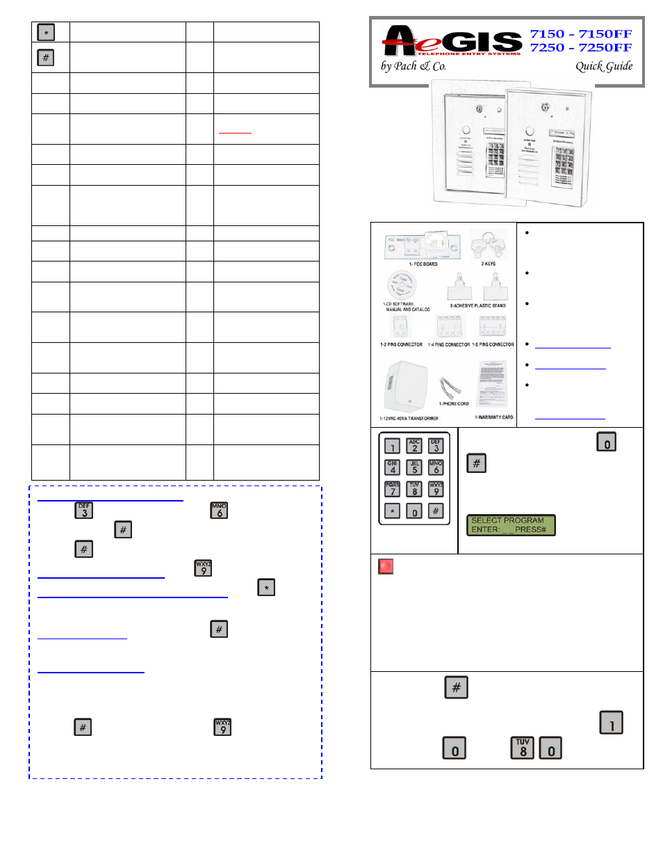 Pach and Company AeGIS 7000 Series Quick Guide User Manual | 2 pages