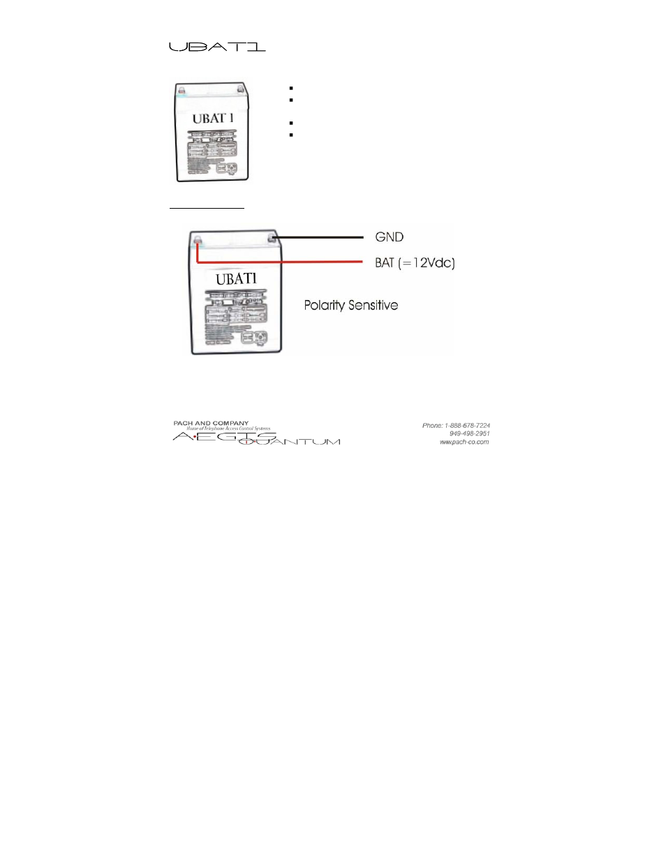 Pach and Company UBAT1 User Manual | 1 page