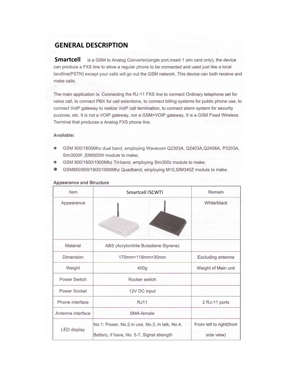 General description | Pach and Company SMARTCELL User Manual | Page 2 / 10