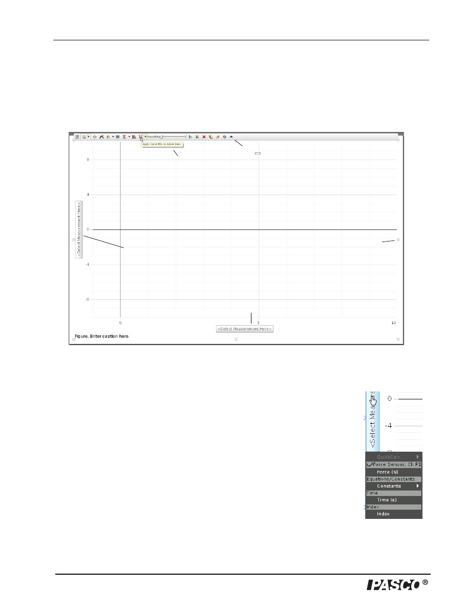 Graph display, Axes measurement selection menus | PASCO UI-5000 850 Universal Interface Instruction Manual User Manual | Page 10 / 24