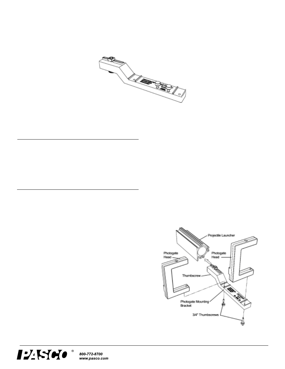 PASCO ME-6821A Photogate Mounting Bracket User Manual | 2 pages