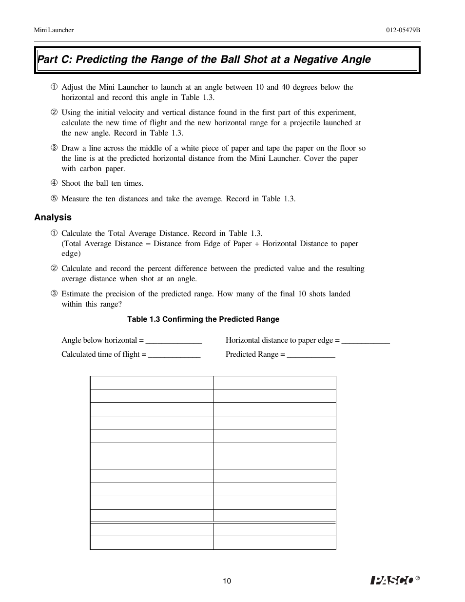 PASCO ME-6825A MINI LAUNCHER User Manual | Page 12 / 39