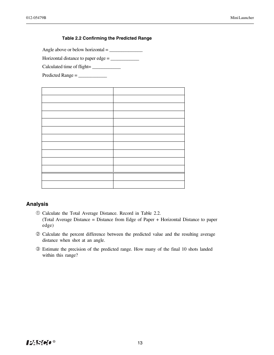 PASCO ME-6825A MINI LAUNCHER User Manual | Page 15 / 39