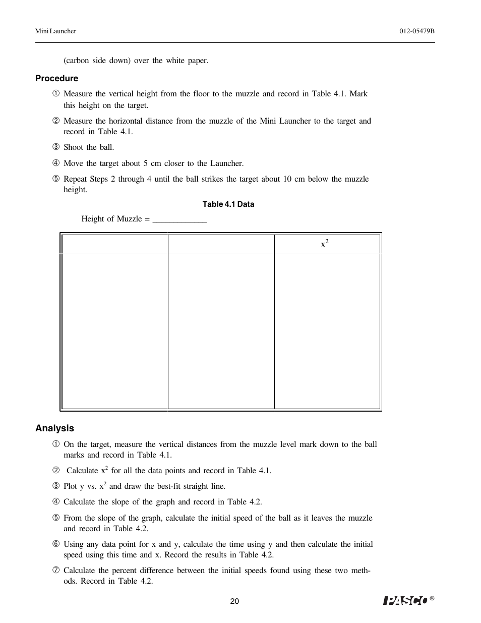 PASCO ME-6825A MINI LAUNCHER User Manual | Page 22 / 39