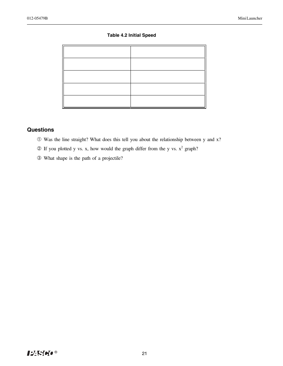 PASCO ME-6825A MINI LAUNCHER User Manual | Page 23 / 39