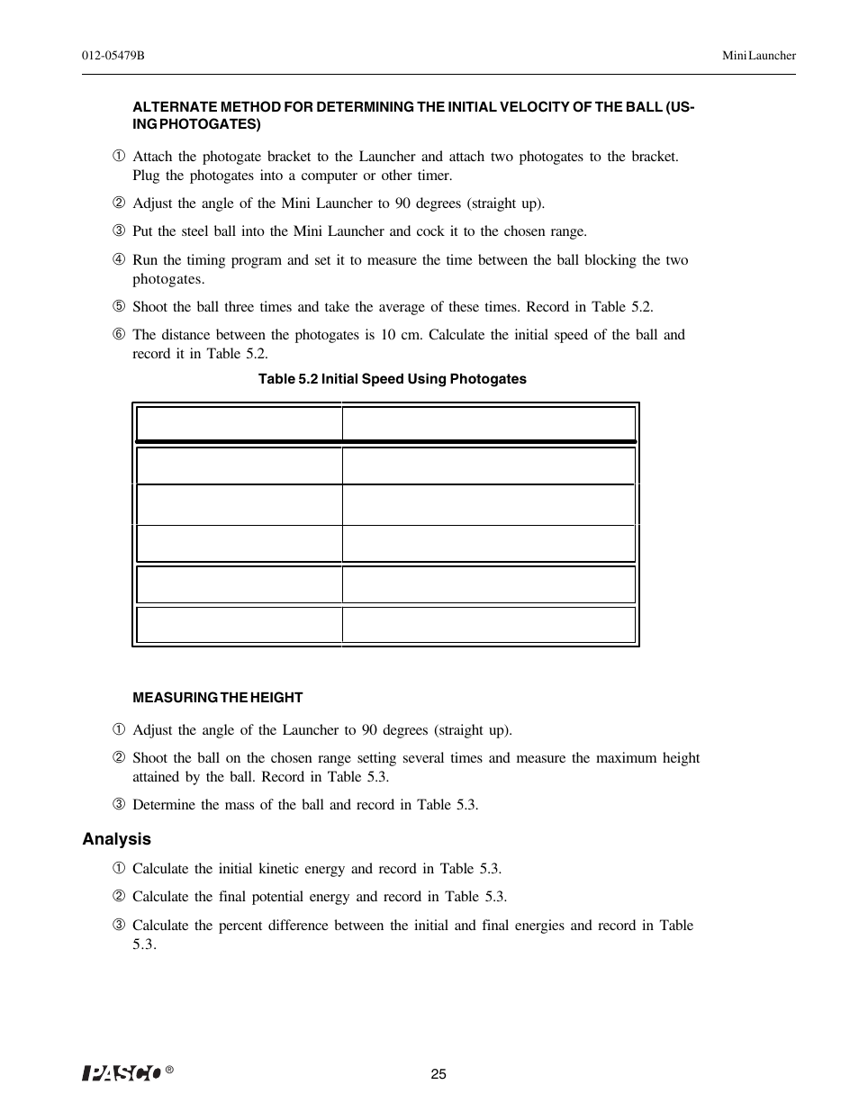 PASCO ME-6825A MINI LAUNCHER User Manual | Page 27 / 39